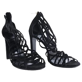 Sandali con cinturini Hermès in camoscio nero EU 41