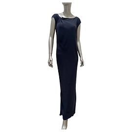Brunello Cucinelli graues Seiden-Maxikleid, rückenfrei, Sz.M, gebraucht