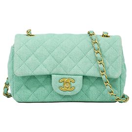 Chanel Classic Single Flap Top Handle Quilted Tweed Mini
