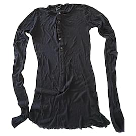 Schwarzes Langarm-T-Shirt mit Knöpfen - Ann Demeulemeester