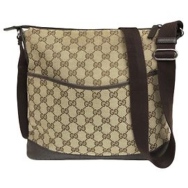Borsa Messenger Gucci con zip in tela GG e pelle traforata Medium