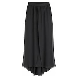 Falda maxi superpuesta de gasa de seda negra Chanel Otoño 2002 02A
