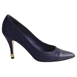 Chanel Absatzschuhe aus Leder marineblau Größe 40