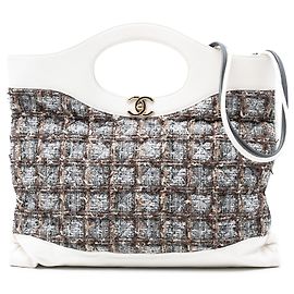 Borsa Shopping Satchel Chanel Large Tweed 31 Grigia