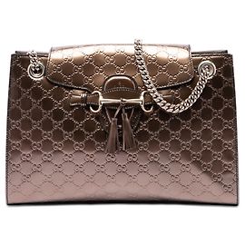 Borsa a tracolla Gucci Large Guccissima Emily Marrone