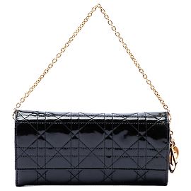 Borsa Lady Dior Wallet On Chain in vernice Cannage nera Dior