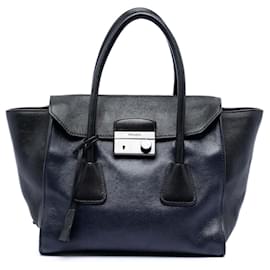 Borsa Sound Lock Prada Bicolore in vitello Glace Blu