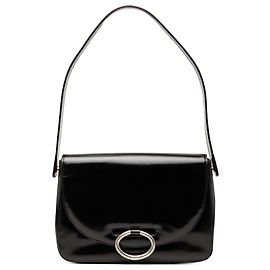 Borsa a tracolla con patta Prada in pelle Spazzolato nera