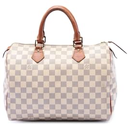 Borsa Boston Louis Vuitton Speedy 30 Damier Azur Bianca