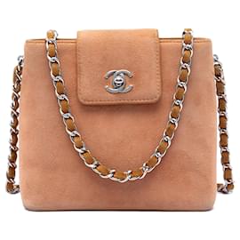 Borsa a tracolla Chanel CC in camoscio marrone
