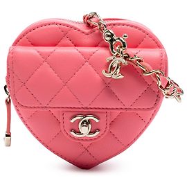 Pink Chanel Mini Lambskin CC in Love Heart Crossbody