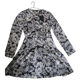 The Kooples Kleid 100% Seide - Schwarz-Weißer Blumenprint - Neu (Größe 0)