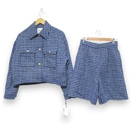Autre Marque Conjunto de Blouson 2 vías y Shorts de Tweed Diagram Check
