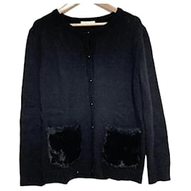 Autre Marque Aveniretoile Strickcardigan mit Pelztaschen