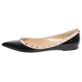 Valentino Bailarinas Rockstud de charol negro - size EU 41 (UK 8)