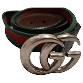 Cintura Gucci GG Marmont in tela e pelle