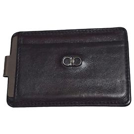 Salvatore Ferragamo Portacarte in pelle marrone con Gancini