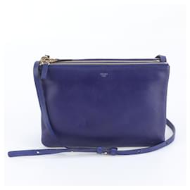 Céline Celine Trio Large Schultertasche aus Leder in Navy