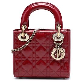 Dior Red Mini Patent Cannage Lady Dior