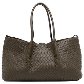 Borsa Tote Bottega Veneta Pinacoteca Large in pelle di vitello Intrecciato marrone