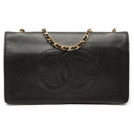 Chanel Black CC Caviar Wallet On Chain