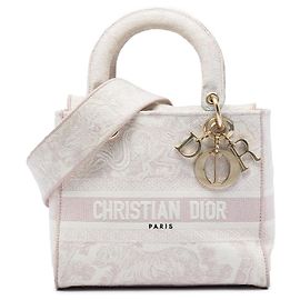 Dior Pink Medium Embroidered Canvas Toile De Jouy Lady D Lite