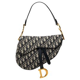 Borsa Saddle Dior in tela Oblique blu