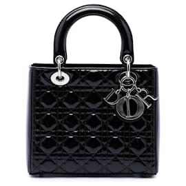Dior Black Medium Patent Cannage Lady Dior