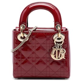 Dior Red Mini Patent Cannage Lady Dior