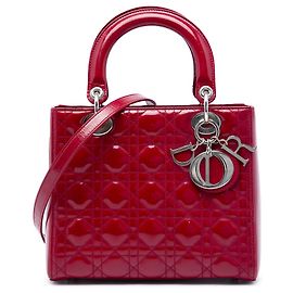 Dior Red Medium Patent Cannage Lady Dior