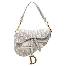 Bolsa Saddle em tela bordada Dior Gray Oblique