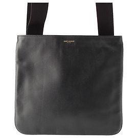 Saint Laurent Black Grain De Poudre Flat Crossbody