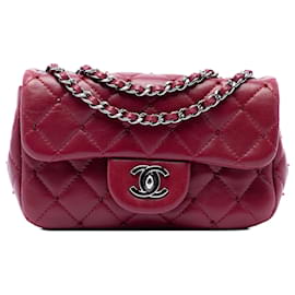 Chanel Red Extra Mini Rectangular Classic Lambskin Single Flap