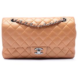Chanel Brown Medium Classic Metallic Caviar Double Flap