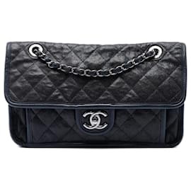 Chanel Blue Medium Quilted Caviar French Riviera Flap