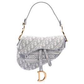 Borsa Saddle in tela ricamata Dior Gray Oblique