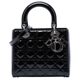 Dior Black Medium Patent Cannage Lady Dior
