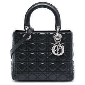 Dior Black Medium Lambskin Cannage Lady Dior