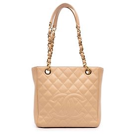 Chanel Beige Caviar Petite Shopping Tote