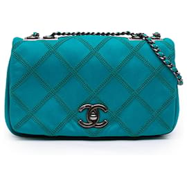 Chanel Blue CC Iridescent Calfskin Diamond Stitch Flap