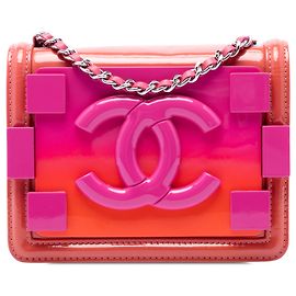Chanel Pink Mini Ombre Acrylic and Patent Boy Brick Flap