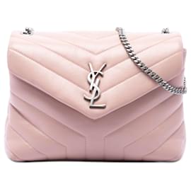 Borsa a tracolla LouLou Small in pelle di vitello matelassé monogram rosa Saint Laurent
