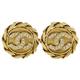 Orecchini a clip rotondi Chanel Gold CC placcati oro con strass