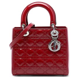 Dior Red Medium Patent Cannage Lady Dior