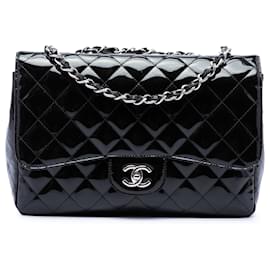 Chanel Black Jumbo Classic Patent Single Flap