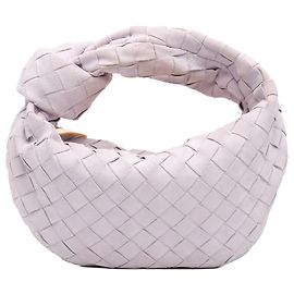 Bottega Veneta Mini Jodie in suede Intrecciato bianco