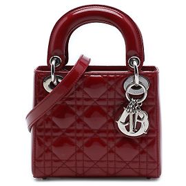 Dior Red Mini Patent Cannage Lady Dior
