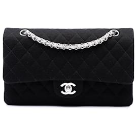 Chanel Black Medium Classic Jersey Bijoux Chain Double Flap