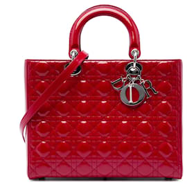 Dior Red Large Patent Cannage Lady Dior