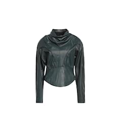 Top de cuero verde oscuro Isabel Marant "Loneya"